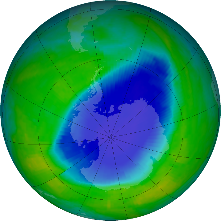 Antarctic ozone map for 01 December 1999
